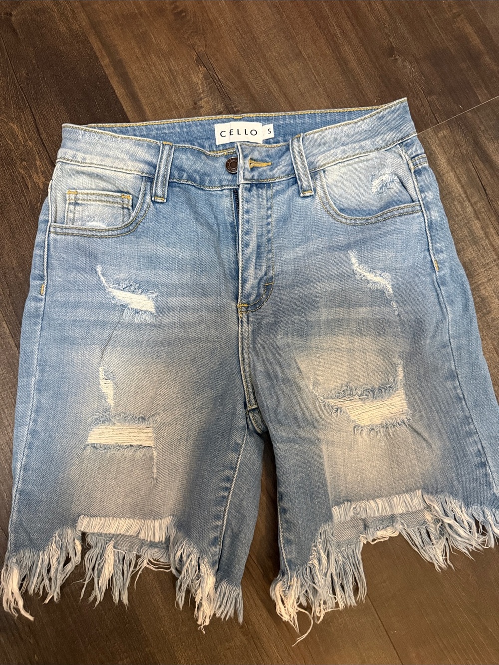 CELLO Light Wash Distressed Denim Jean Shorts